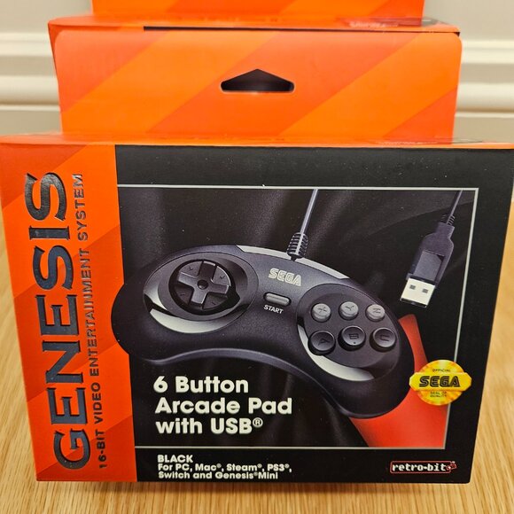 FACTORY SEALED Official Sega Genesis 6 Button Arcade Pad Retro-Bit - Picture 3 of 7